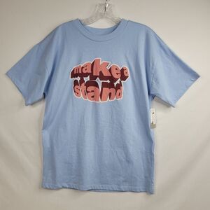 NEW Make A Stand blue pink Take short sleeve graphic Nordy tshirt XS small NWT